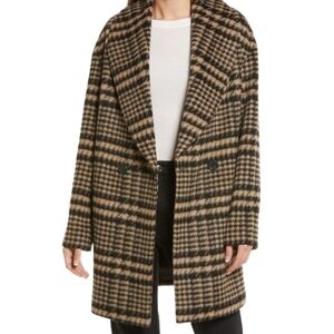 Avec Les Filles Houndstooth Wool Blend Shawl Collar Women's Coat Sz L